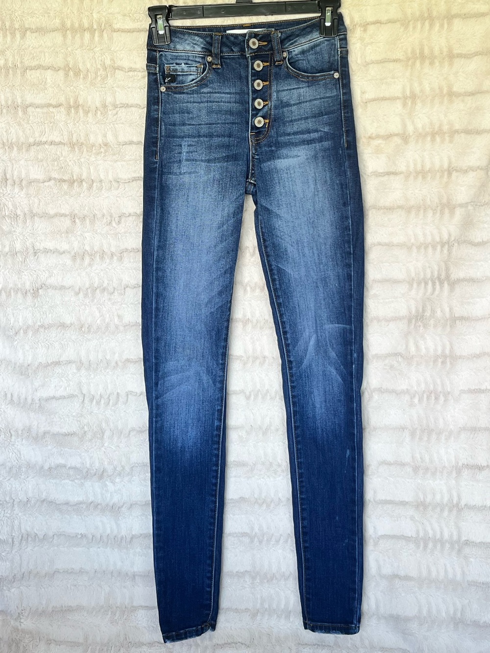 KanCan Dark Blue High-Rise Button-Fly Skinny Jeans
